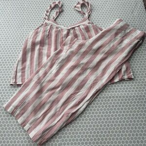 Sincerely Jules Pink and White Striped Pajama Set 100% Cotton  Size M